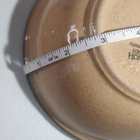 2 Longaberger Homestead Stonewear Bowls, Made By Buckeye Stonewear, Tan & Green - Picture 6 of 11